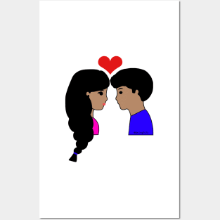 Cute Brown Couple Valentine's Day Posters and Art